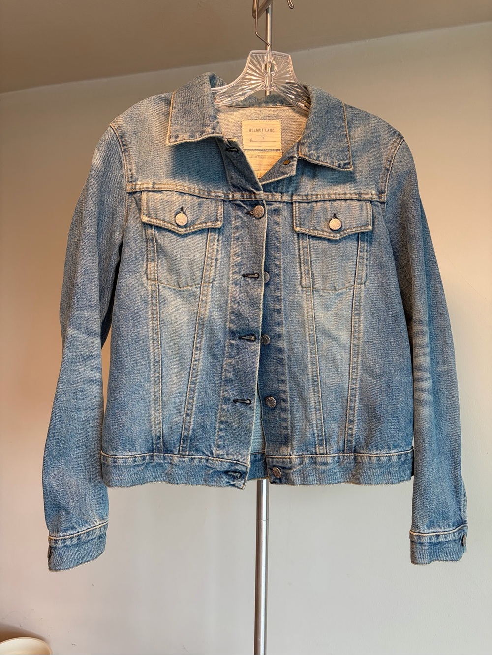 Vintage 1990’s Helmut Lang Sanded Blue Denim Jacket - Size M - Made in USA